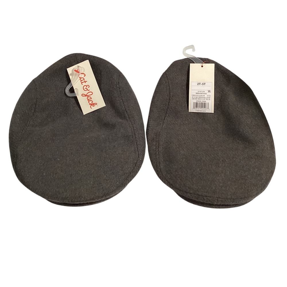 2- Cat & Jack‎ Boys Newsboy Hat 2T-5T Gray Flat Cap NEW Kids Children's